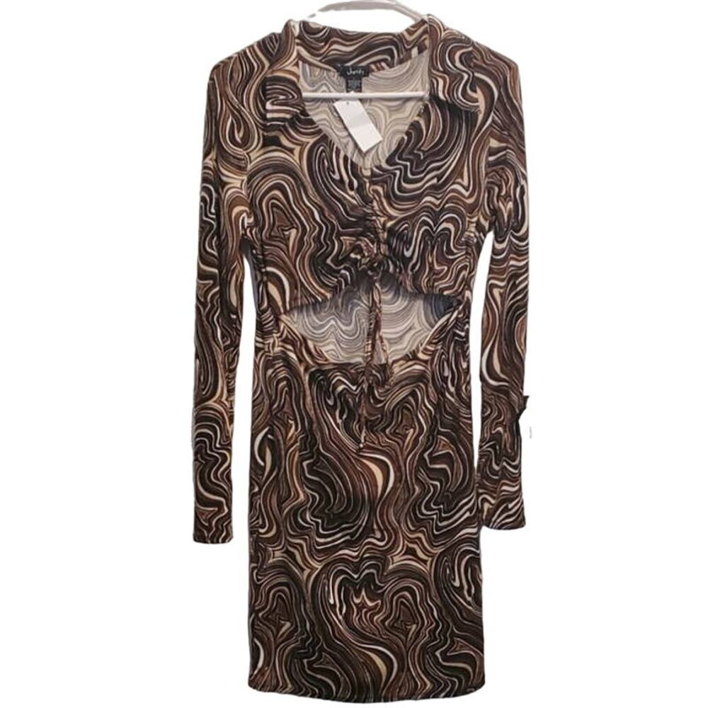 Justify Women's Peekaboo Drawstring Cinch Chest Bobo Retro Abstract Large